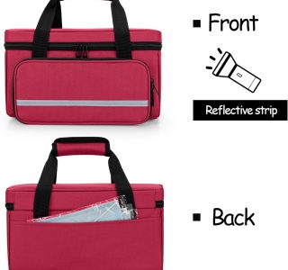 CURMIO Bolsa pequena de primeiros socorros vazia, kit de primeiros socorros para família, caixa organizadora de medicamentos para casa e viagem, vermelha (patente pendente)