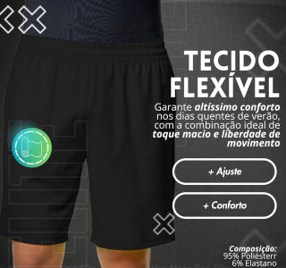 Short Bermuda Academia Masculina Elite Esportiva Flexível Com Bolso