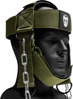 Gymreapers Peitoral para pescoço – Corrente de aço inoxidável resistente, alça de neoprene ajustável, treinador para força e alívio da dor