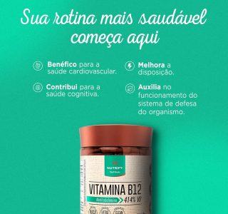 Nutrify – Vitamina B12 – Metilcobalamina 414% VD – Multivitamínico – Suplemento Alimentar para o Metabolismo Energético – Vegano e Livre de Aditivos Artificiais – 60 Cápsulas