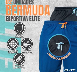 Kit 2 Bermudas Calção Academia Elite Masculina Dry Fit Esportiva