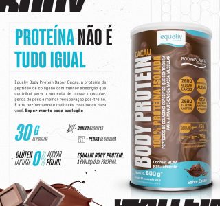 BODY PROTEIN SABOR CACAU – 600 G – EQUALIV