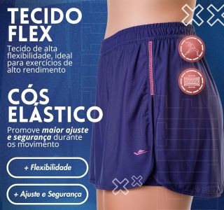 Short Saia Academia Feminino Elite Dry Fit Esportivo em Poliamida Adulto