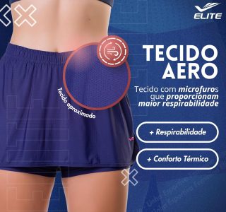 Short Saia Academia Feminino Elite Dry Fit Esportivo em Poliamida Adulto