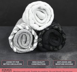 Meia Debra Weitzner antiderrapante com ajuste solto – Meias Diabéticas antiderrapantes para homens e mulheres – Crew, Tornozelo Pacote com 3, Crew Black With Grips, Sock size 10-13/