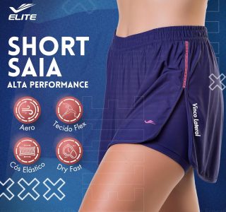 Short Saia Academia Feminino Elite Dry Fit Esportivo em Poliamida Adulto