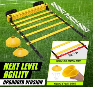 Yes4All Escada de agilidade – Equipamento de treinamento de velocidade ajustável e agilidade para todas as idades – Durável, portátil, vários conjuntos disponíveis